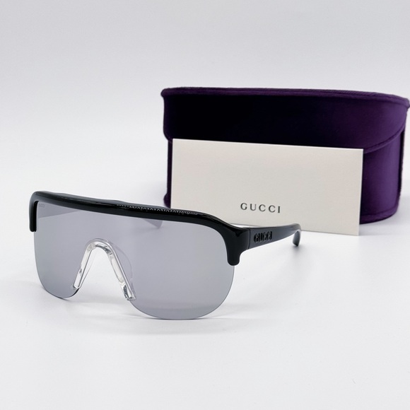 NEW GG1645S 003 GUCCI SHIELD BLACK SILVER UNISEX SUNGLASSES GG 1645S 003 GUCCI - Picture 2 of 9